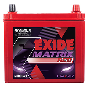 EXIDE MATRIX RED MTRED45L (45ah) - 36M GUARENTY & 30 M WARRENTY